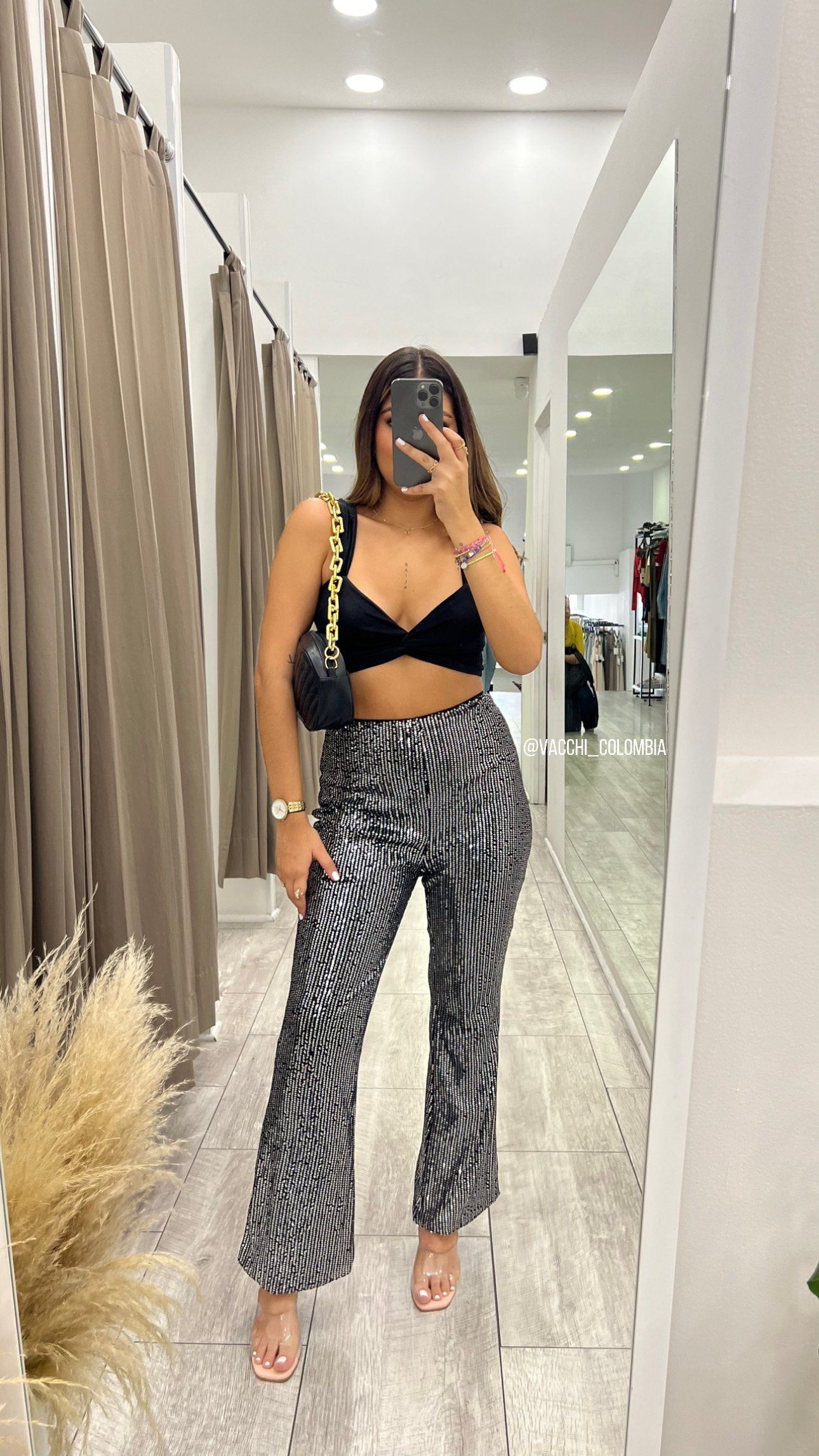 Pantalón ancho lentejuelas