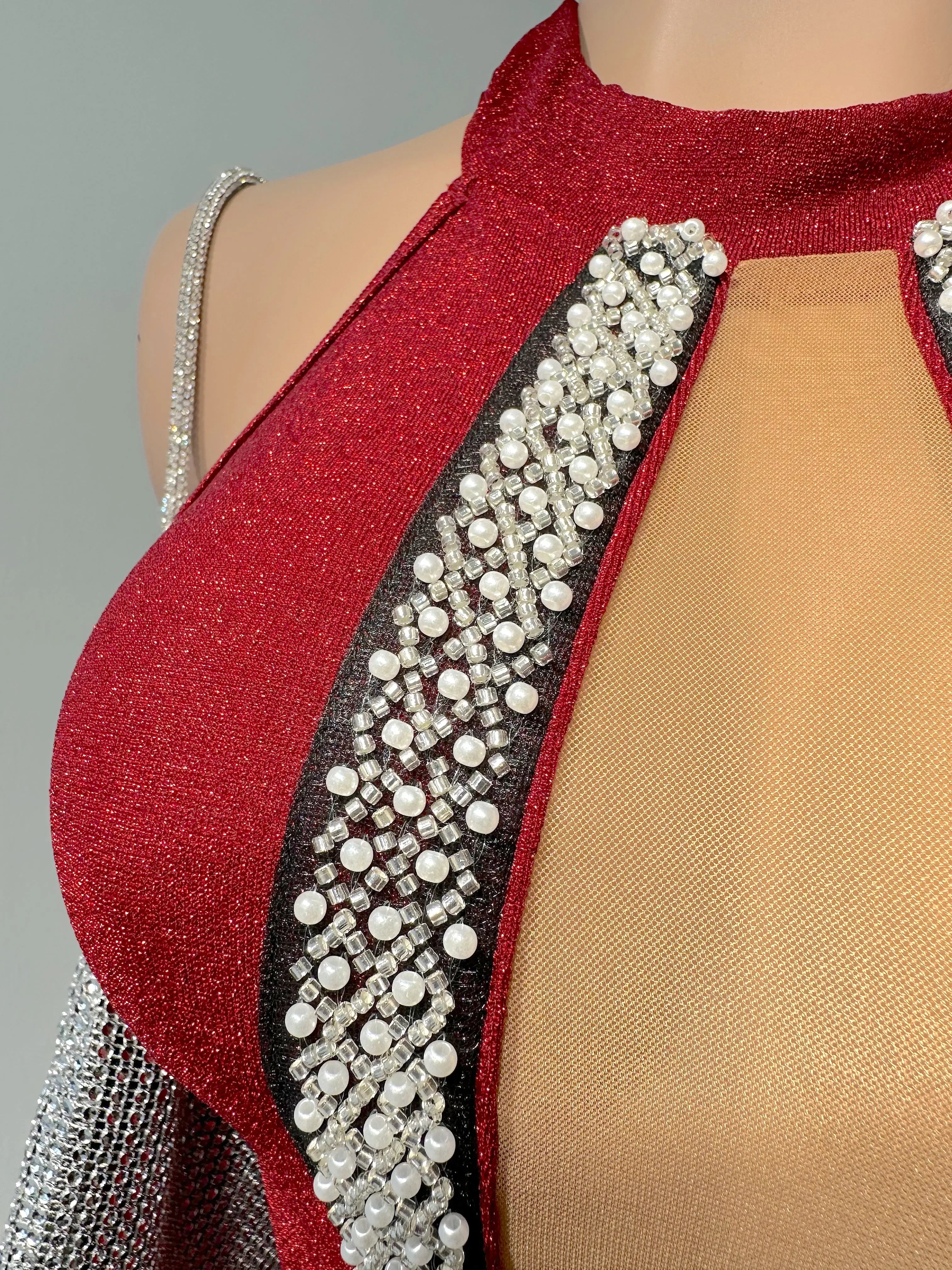 Enterizo Cuello Abert Detalle Brillo - Vacchi