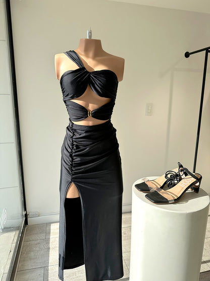 Vestido Largo Hebilla Hombro