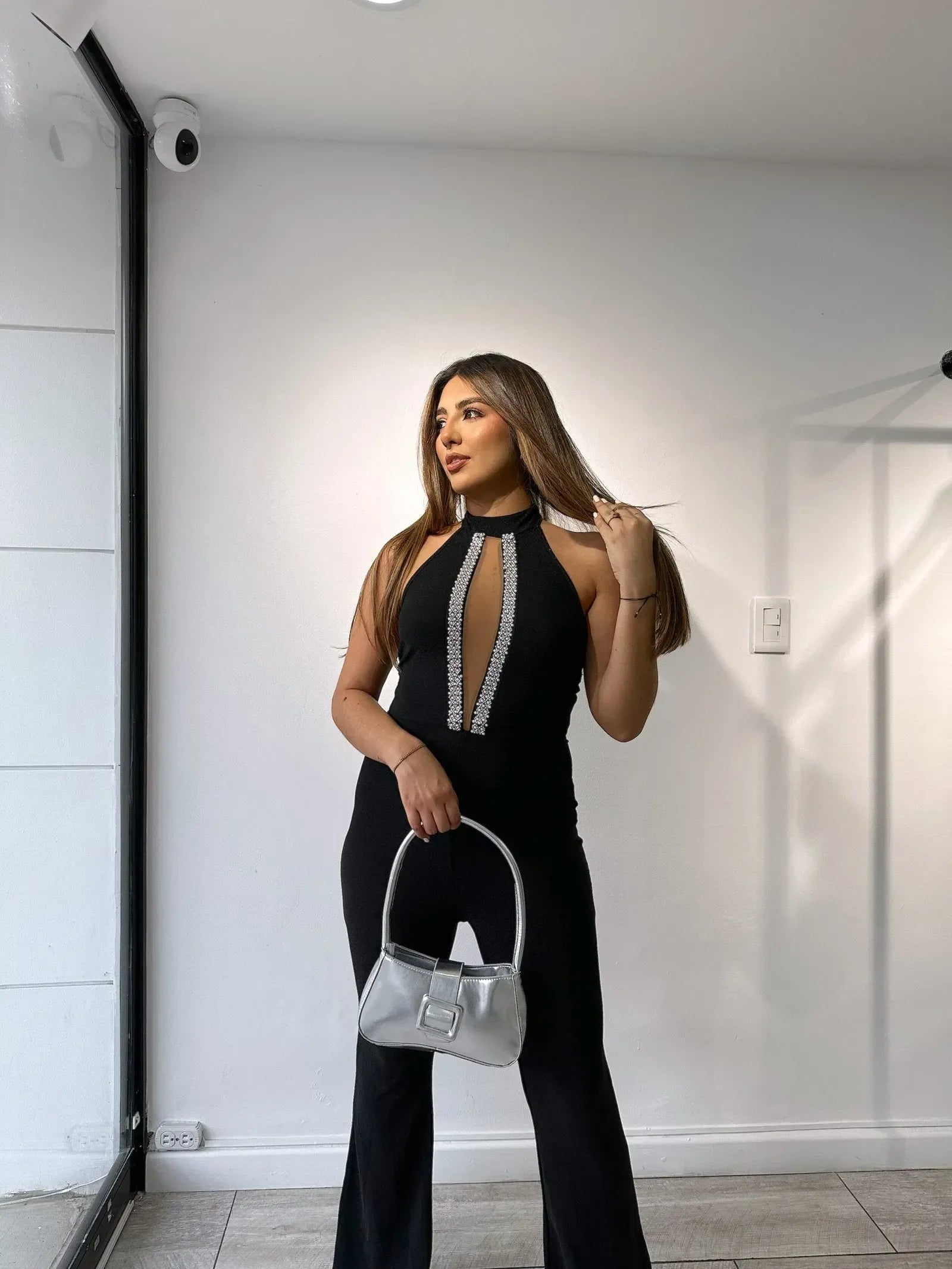 Enterizo Cuello Abert Detalle Brillo - Vacchi