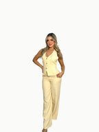 Set pant encauchado top amarres