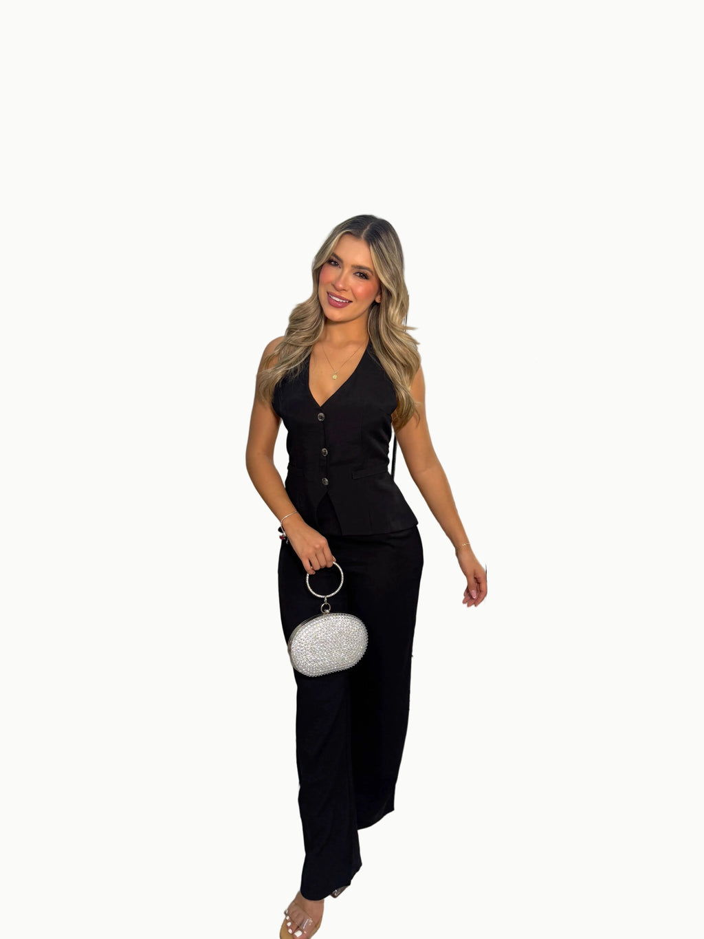 Set pant encauchado top amarres