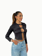 Blusa manga larga hebillas satin - Vacchi