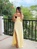Vestido largo cuello isabela