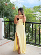 Vestido largo cuello isabela