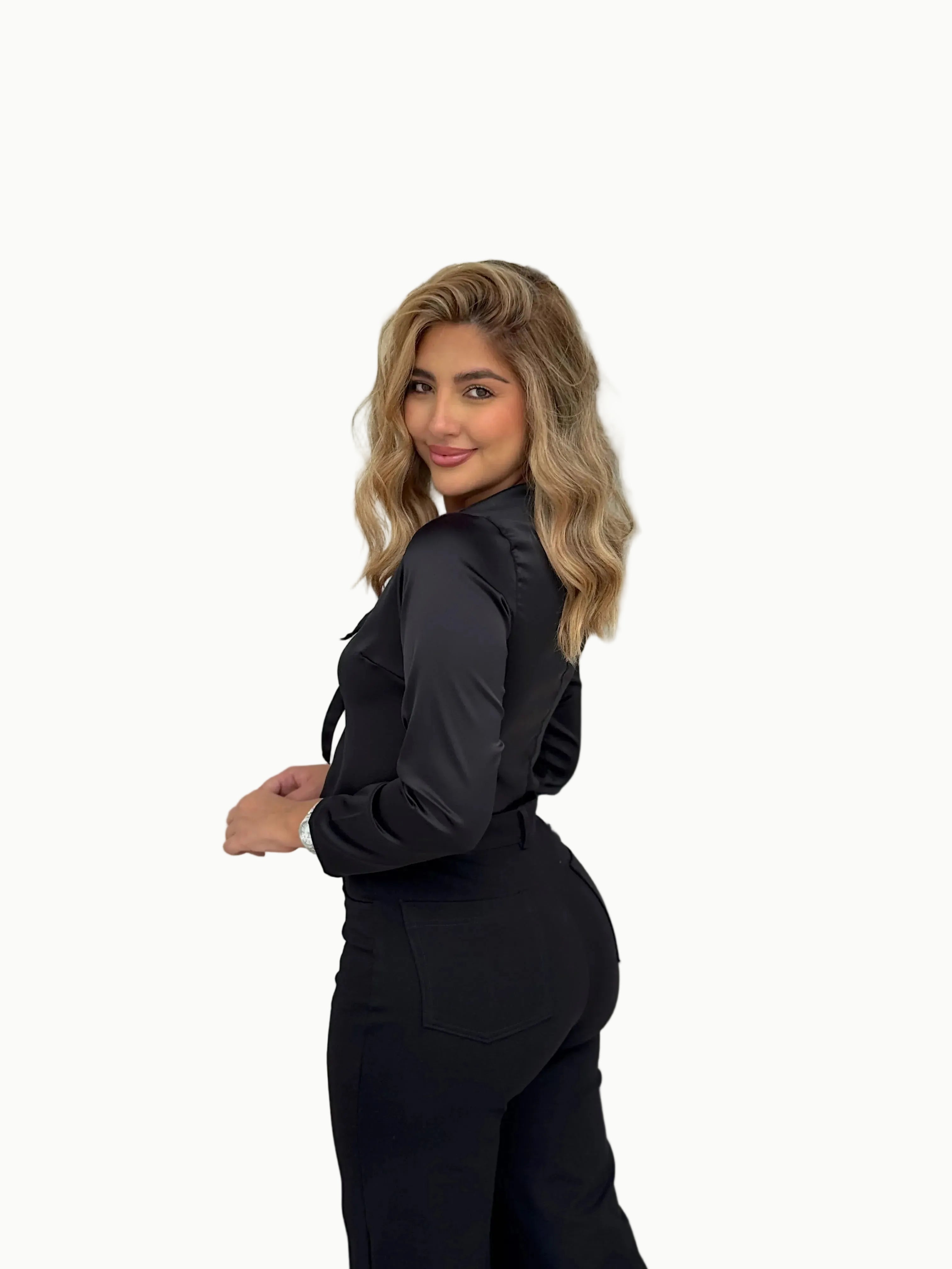 Blusa manga larga hebillas satin - Vacchi