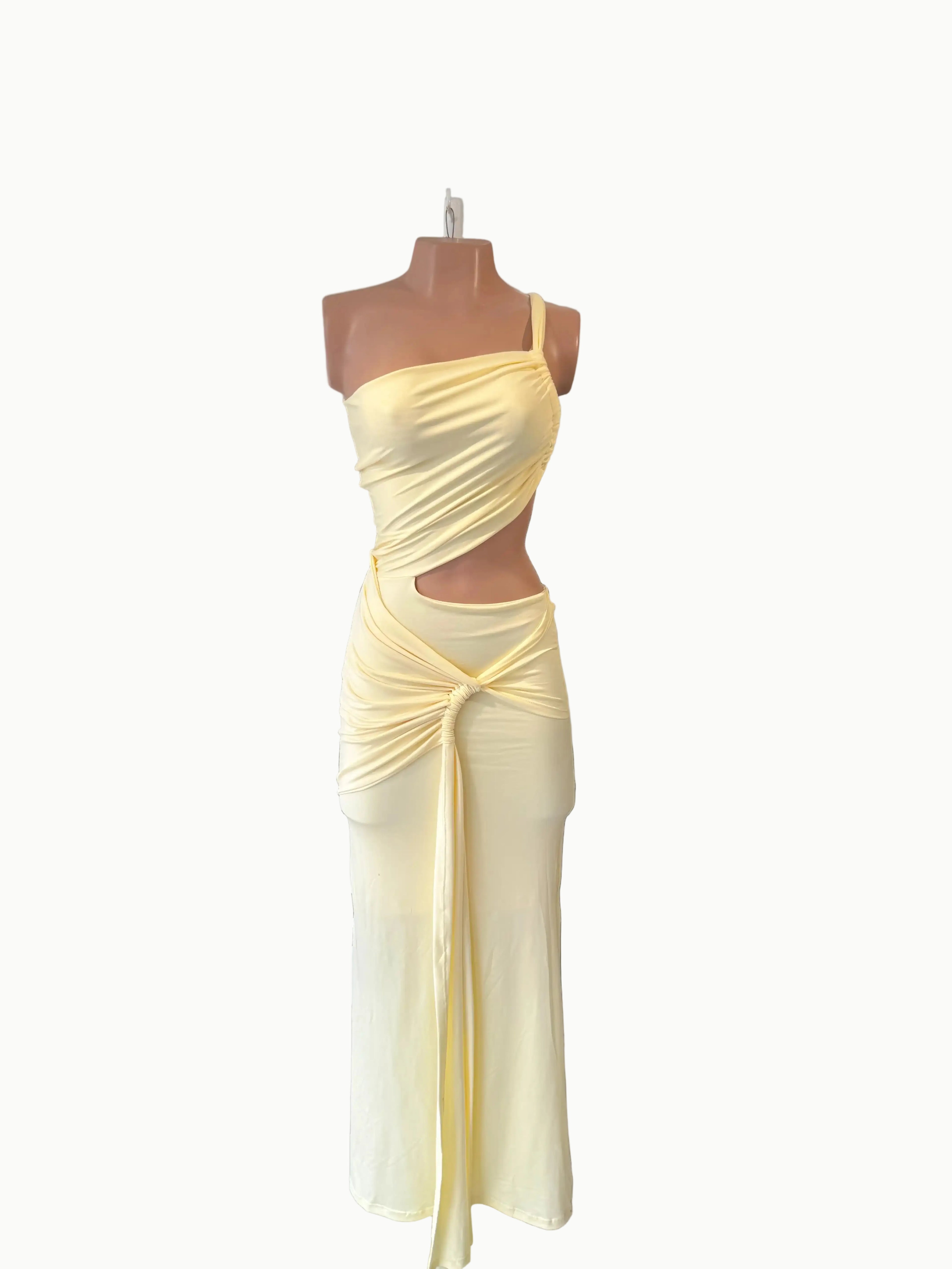 Vestido largo una tira medio hombro