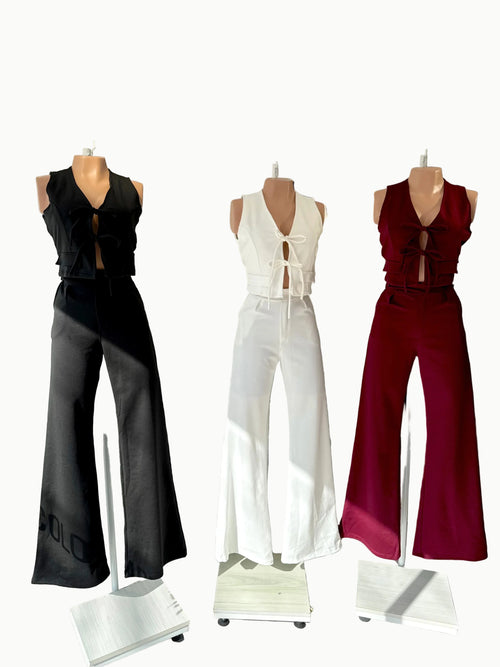 set chaleco moños