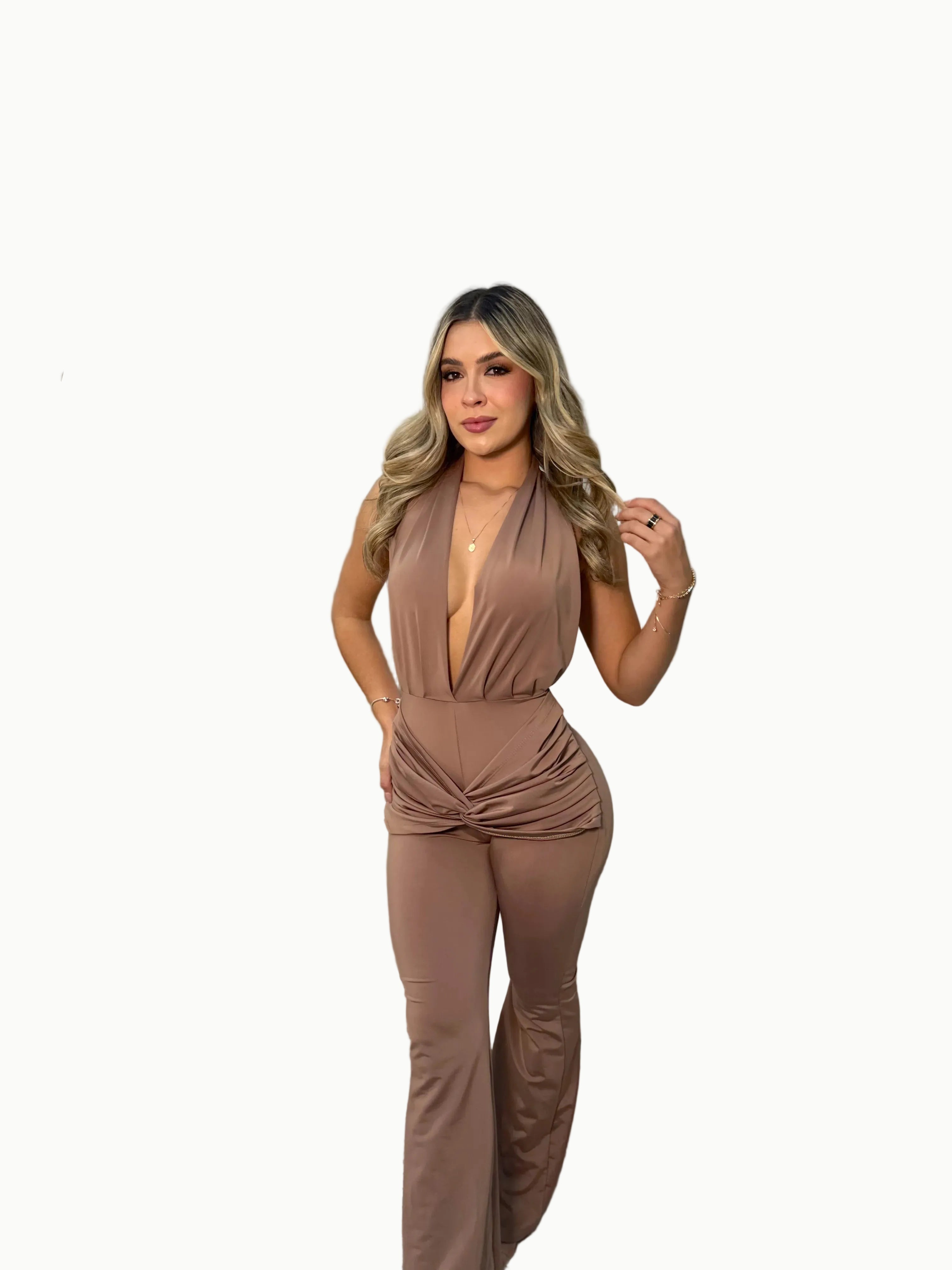 Enterizo largo cuello drap