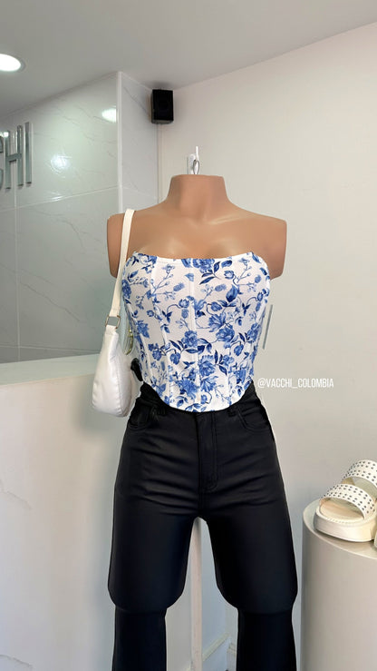 Top Straple Corsé Floral