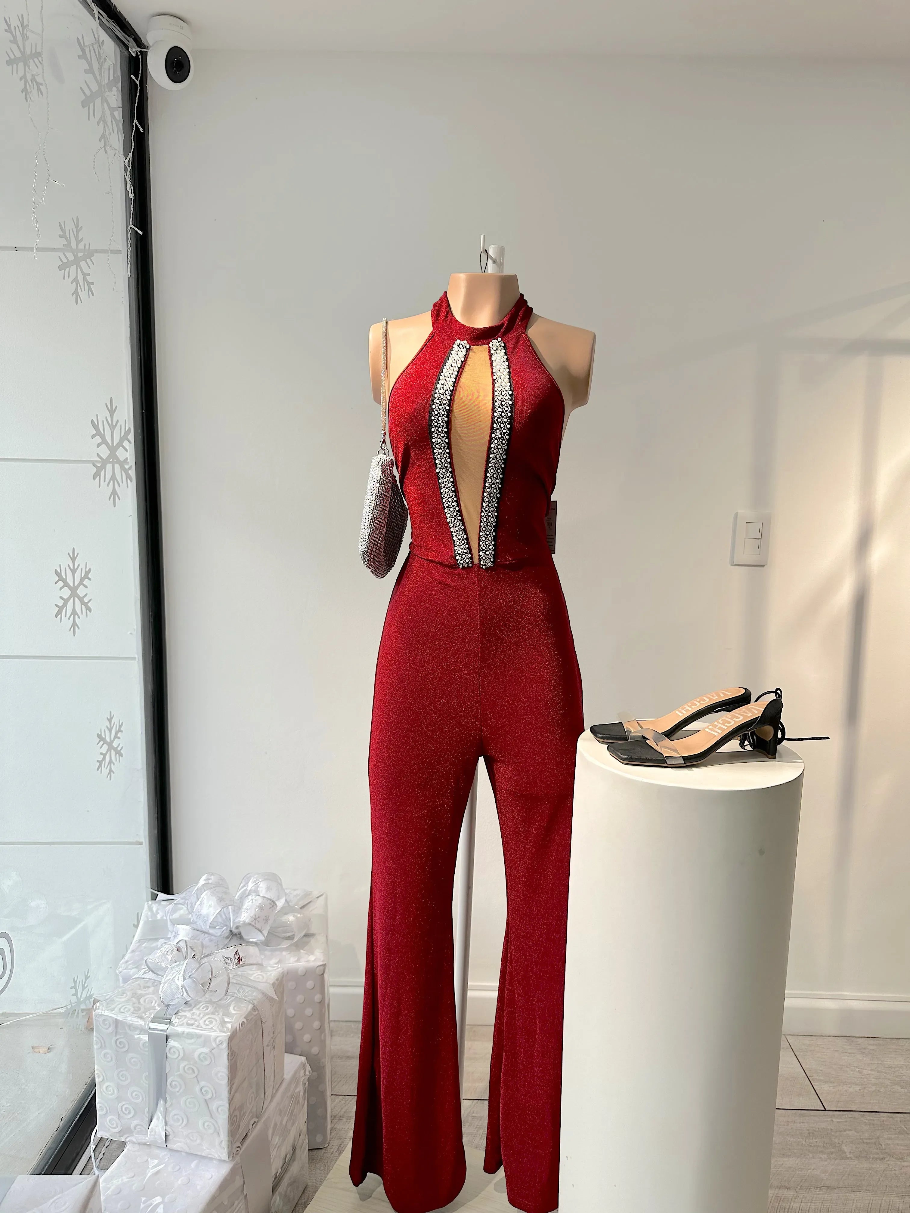 Enterizo Cuello Abert Detalle Brillo - Vacchi