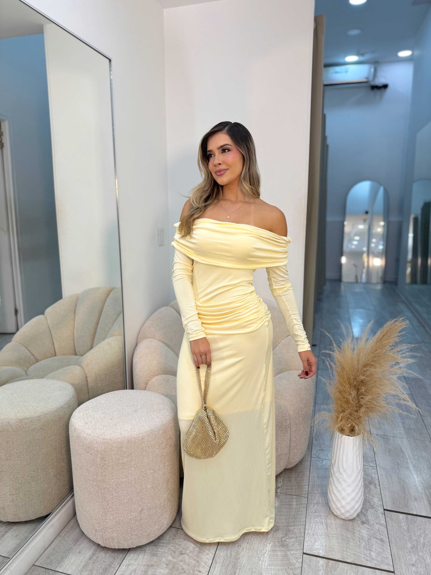 Vestido Bandeja Detalle Cintura Manga Larga