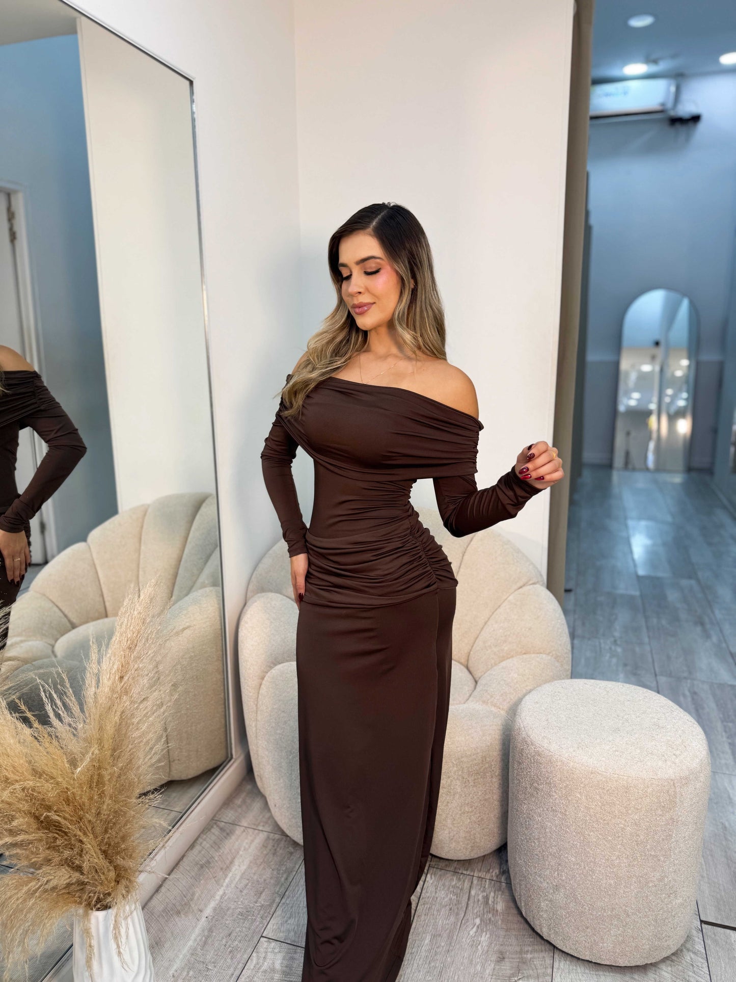 Vestido Bandeja Detalle Cintura Manga Larga