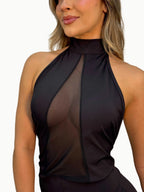 Enterizo Espalda Escote Malla - Vacchi