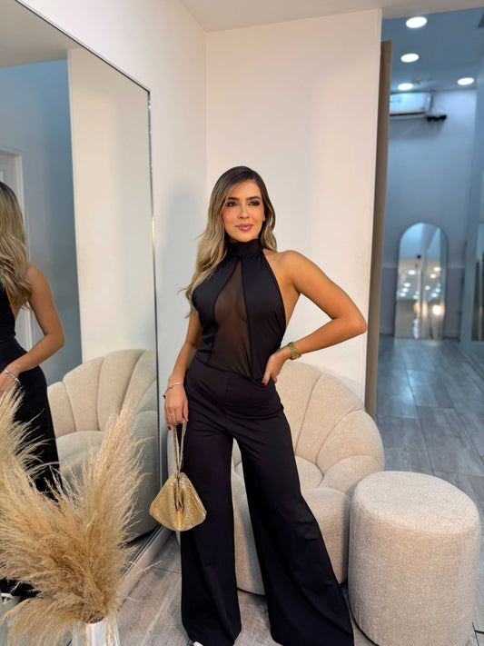 Enterizo Espalda Escote Malla