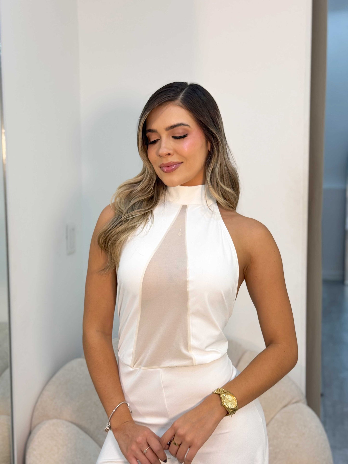 Enterizo Espalda Escote Malla