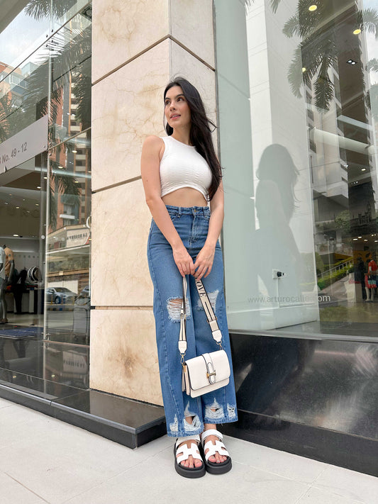 Wide Leg Rotos Oscur
