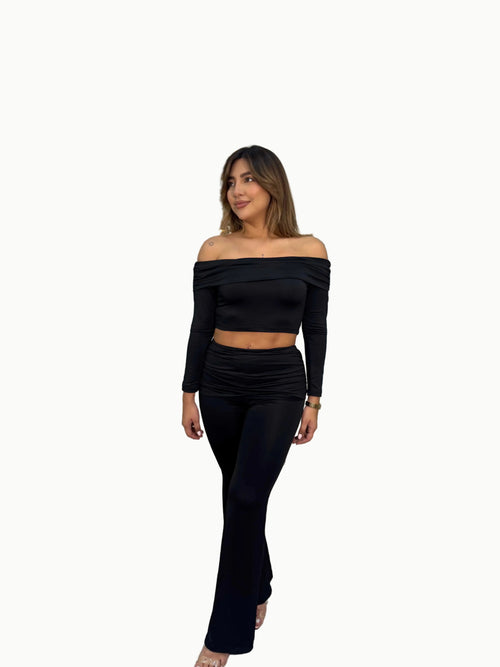 Set  top bandeja y pant detalle fruncido
