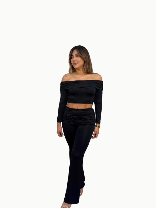 Set  top bandeja y pant detalle fruncido