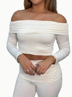 Set  top bandeja y pant detalle fruncido