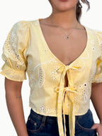 Blusa amarre ojalillo manga bomba - Vacchi