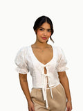 Blusa amarre ojalillo manga bomba - Vacchi