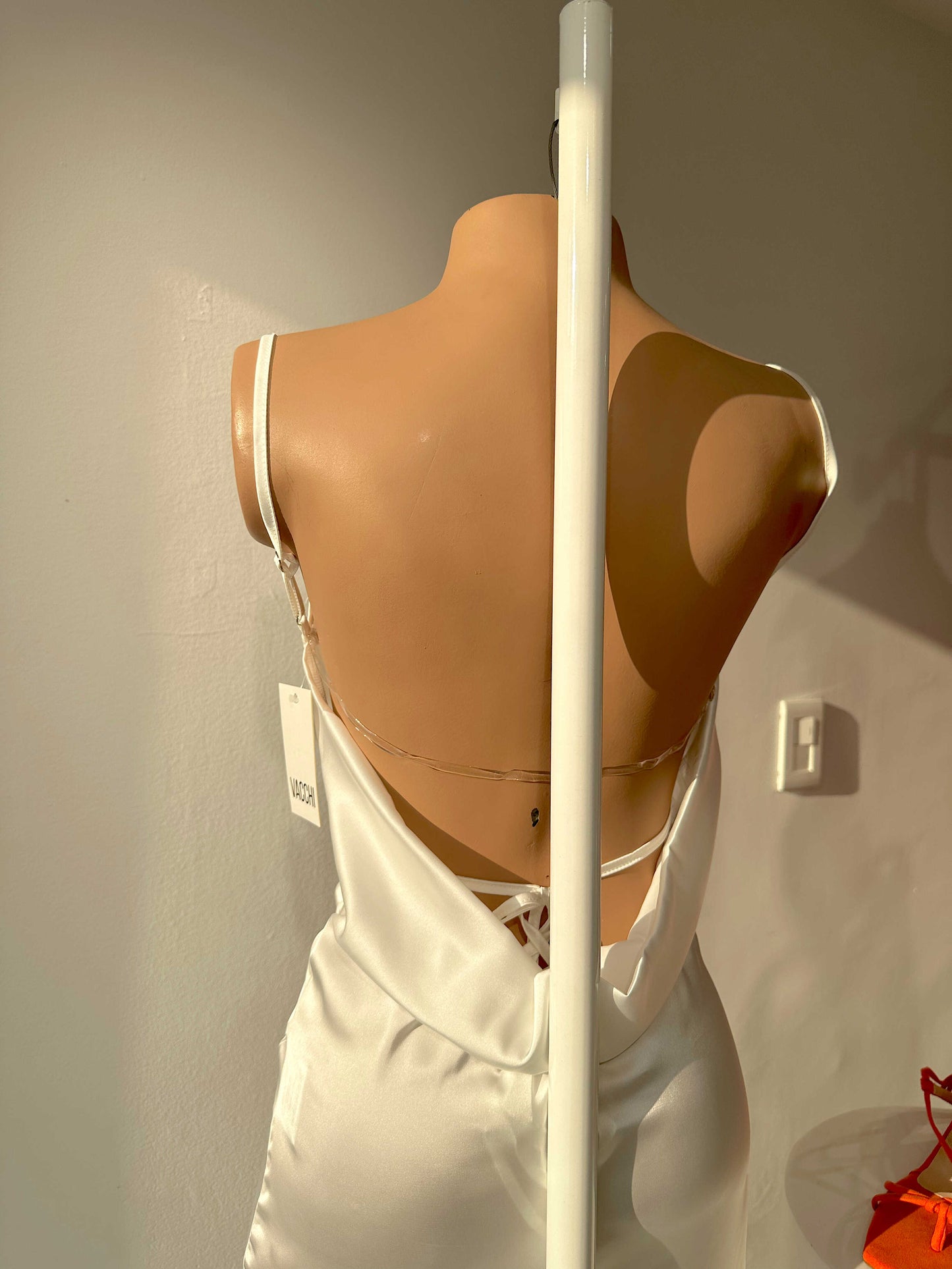 Vestido Satin Largo Tiras Abert