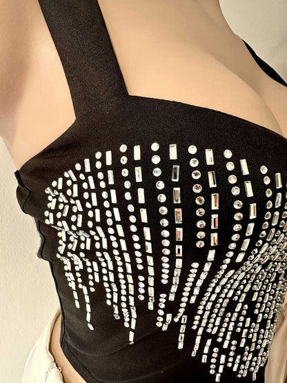 Top Tiras Apliques Diamant