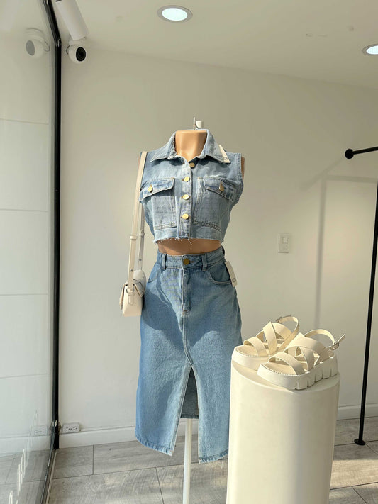 Falda Jean Larga Abert