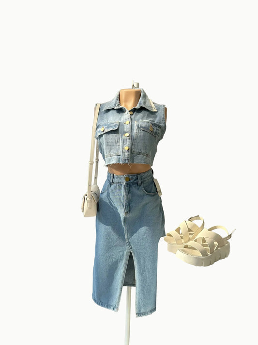 Falda Jean Larga Abert - Vacchi