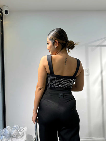 Top Tiras Apliques Diamant