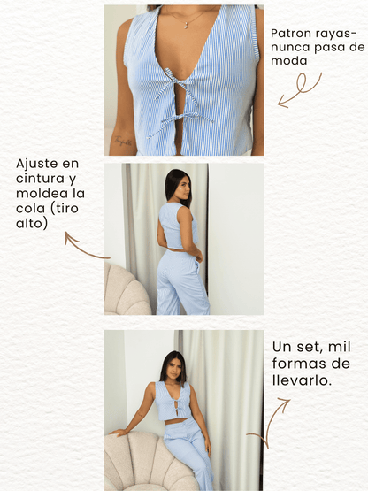 Set Blusa Pant Rayas